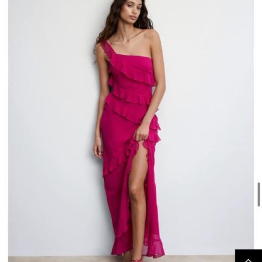 Mango Asymmetric Ruffle Dress In Size 8